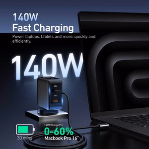 Travel charger X-ONE ChargeGo GaN 65W with retractable cable and USB C port - black