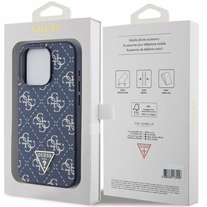 Guess 4G Triangle Metal Logo suojakuori iPhone 15 Pro:lle - sininen