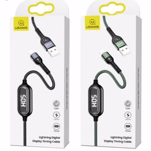 USAMS Punottu kaapeli U48 Lightning 1,2m 2A Fast Charging LED vihreä