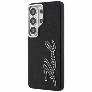 Karl Lagerfeld Suojakuori Grained Signature Metal Resin Logo Samsung Galaxy S26 Ultra:lle musta