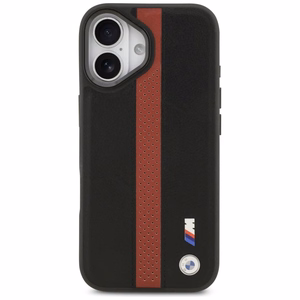 BMW Suojakuori iPhone 17:lle MagSafe-yhteensopiva BMHMP17S25PCPSKR (PU Perfotated Stripe Logo) punainen