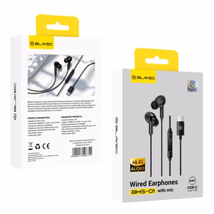 Blavec BHS-01 USB-C -nappikuulokkeet mikrofonilla ja DAC-muuntimella (BHS01-B), mustat