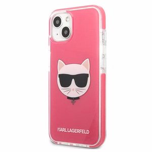 Karl Lagerfeld Choupette Head suojakuori iPhone 13:lle - fuksia