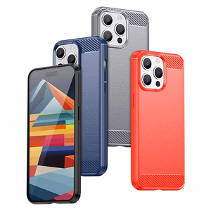 Joustava hiilikuitukuvioinen Suojakuori iPhone 15 Pro:lle Carbon Case - sininen