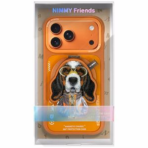 Nimmy Cool&Cute 2.0 Koira Suojakuori iPhone 17 Pro Magneettisella ripustimella - oranssi