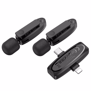 Wireless lavalier microphone Lightning / USB C Hoco 2 pcs L15 black