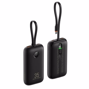 Powerbank Veger K1 (W1188) PD QC3.0 35W 10000 mAh with built-in Typ C cables / Lightning czarny