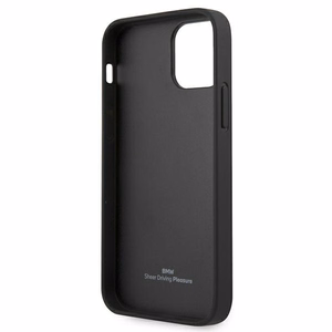 BMW Leather Curve rei'itetty kotelo iPhone 12 mini - musta