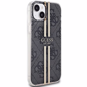 Guess IML 4G Gold Stripe suojakuori iPhone 15 Plus / 14 Plus:lle - musta