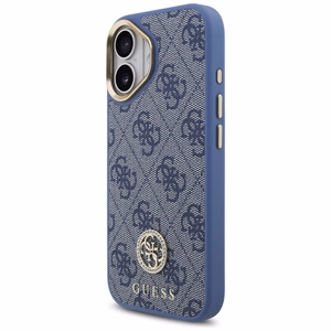 Guess 4G Strass Logo & Big Strap Metal Buttons MagSafe suojakuori iPhone 17 - sininen