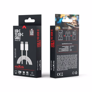 Maxlife MXUC-06 -kaapeli USB-C - USB-C 1,0 m 20W harmaa nylon