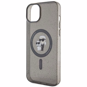 Karl Lagerfeld Suojakuori iPhone 15:lle KLHMP15SHGKCNOK (Glitter + MAG) musta