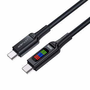 Acefast C7-03 USB-C USB-C 100W 1.2m kaapeli näytöllä - musta