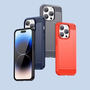 Carbon Case iPhone 14 Pro joustava geelinen takakuori sininen