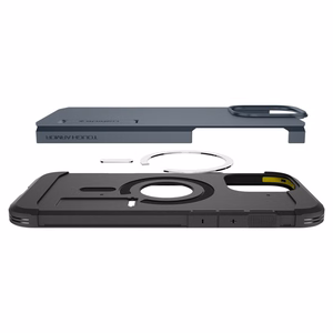 Spigen Tough Armor MagSafe Suojakuori jalustalla iPhone 16 Pro Max:lle - tummanharmaa