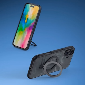 Dux Ducis Aimo Mag kotelo MagSafella ja jalustalla iPhone 16 - musta