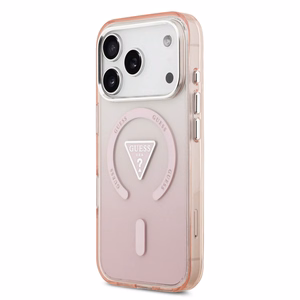 GUESS magneettinen suojakuori iPhone 17 Pro MagSafe-yhteensopiva GUHMP17LHGTMLCGP (IML Gradient kolmiologolla) pinkki