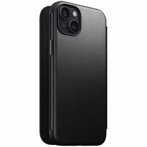 Nomad moderni nahkainen folio-kuori iPhone 15 Plus 6,7' musta