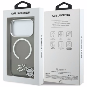 Karl Lagerfeld IML KL Script Logo MagSafe Suojakuori iPhone 17 Prolle - Musta