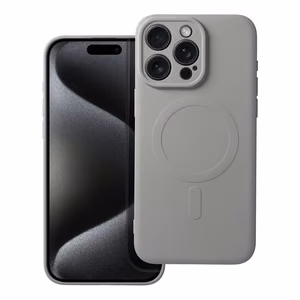 Silikoninen Mag Cover iPhone 15 PRO MAX:lle yhteensopiva MagSafen kanssa titaaninharmaa