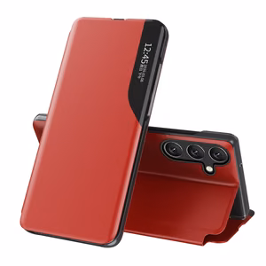 Eco Leather View Case tyylikäs nahkainen läppäsuojakuori jalustalla Samsung Galaxy A26:lle - punainen