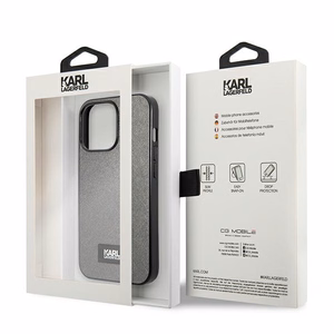 Karl Lagerfeld Saffiano Plaque Suojakuori iPhone 13 Pro Max 6.7" - Hopeinen