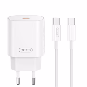 XO seinälaturi CE25 PD 25W 1x USB-C valkoinen + kaapeli USB-C - Lightning