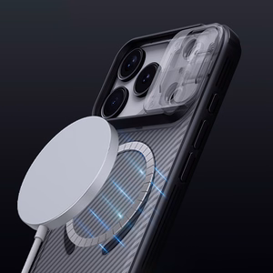 Nillkin CamShield Pro MagSafe-yhteensopiva suojakuori iPhone 17 Pro Max:lle - läpinäkyvä musta