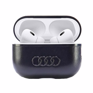 Audi Nahkainen Big Logo AirPods Pro 2 Suojakuori Musta/Musta AU-APP2-GT/D3-BK