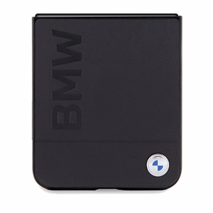 BMW nahkainen Hot Stamp -suojakuori Samsung Galaxy Z Flip 5:lle - musta