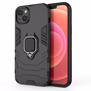 Ring Armor tapauksessa iPhone 14 panssaroitu kansi magneettinen haltija rengas musta