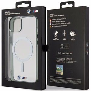 BMW Silver Ring MagSafe iPhone 15 suojakuori - läpinäkyvä