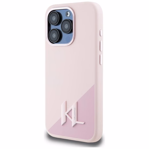 Karl Lagerfeld silikoninen Shadow Metal Initial MagSafe suojakuori iPhone 15 Pro:lle - vaaleanpunainen