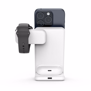 Crong MagSpot Pivot Stand 3-in-1 MagSafe-compatible wireless charger for iPhone, Apple Watch and AirPods, white