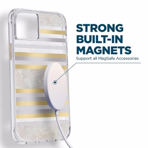 Case-Mate Pearl Stripes MagSafe suojakuori iPhone 14 / 13 -laitteelle, helmiäiskoristeltu