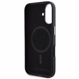 Karl Lagerfeld FW Metal Plate MagSafe iPhone 16 Plus Case - Black