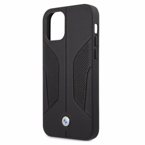 BMW Nahka rei'itetyt sivut Kotelo iPhone 12 / iPhone 12 Pro - musta