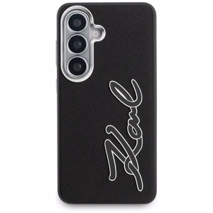 Karl Lagerfeld Grained Signature Metal Resin Logo -suojakuori Samsung Galaxy S26:lle - musta