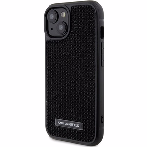 Karl Lagerfeld Rhinestone Logo Metal Plate suojakuori iPhone 15:lle - musta