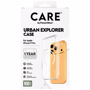 CARE by PanzerGlass Flagship Urban Explorer -suojakuori valkoisella MagSafella iPhone 17 Pro - läpinäkyvä