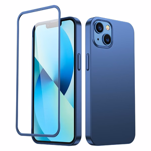 Joyroom 360 Full Case etu- ja takakuori iPhone 13 + karkaistu lasi näytönsuoja sininen (JR-BP927 sininen)