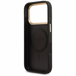 Guess 4G Strass Logo & Big Strap Metal Buttons MagSafe suojakuori iPhone 17 Pro - musta