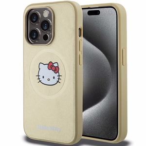 Hello Kitty Nahkainen Kitty Head MagSafe Suojakuori iPhone 15 Pro Max:lle - kultainen