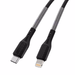 Kaapeli USB C - Lightning Forcell F-Energy PD 3A 27W Carbon 1 m CB-01C musta