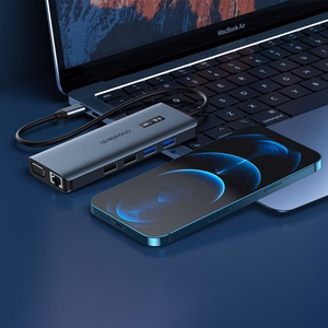 Choetech multifunctional HUB with display 12in1 USB-C to USB-C / USB-A / HDMI / VGA / AUX / SD / TF gray (HUB-M26)