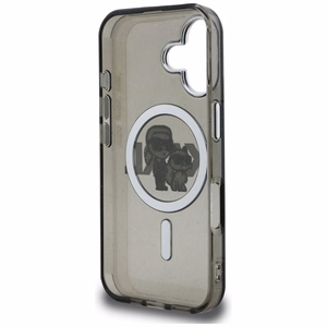 Karl Lagerfeld IML Glitter Karl & Choupette Sketch Logo MagSafe Case for iPhone 16 - Black