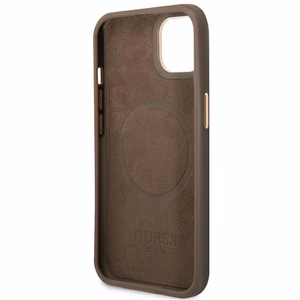 Guess GUHMP14MU4GPRW iPhone 14 Plus 6.7 ruskea / ruskea kovakuori 4G Logo Plate MagSafe