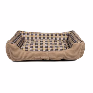 Soft sofa-style dog bed, 75 × 58 × 19 cm, size L, Beige
