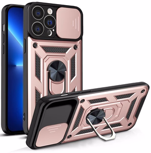 Hybrid Armor Camshield kotelo iPhone 13 Pro panssaroitu kotelo kamera suojus vaaleanpunainen