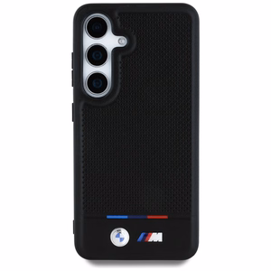 BMW Nahkainen Tricolor Stripe MagSafe Suojakuori Samsung Galaxy S25:lle - musta